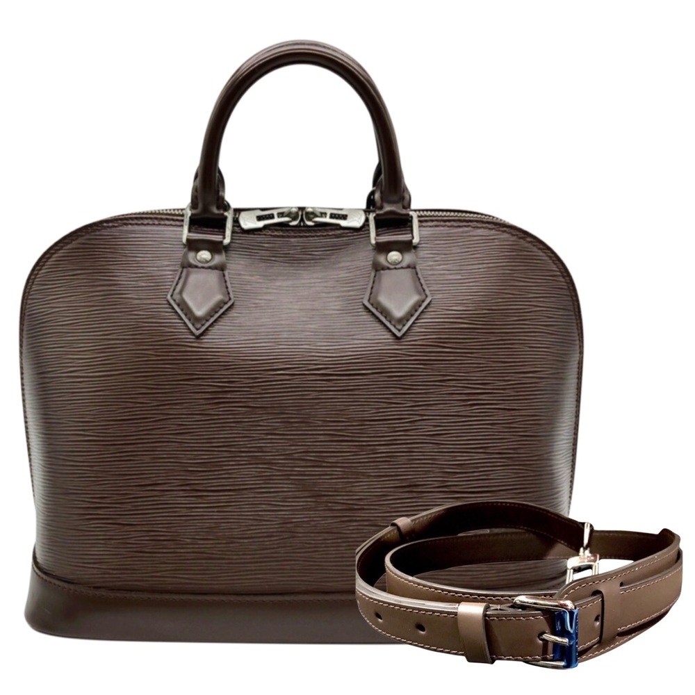 LOUIS VUITTON Epi Mocha Brown Alma PM Silver Palladium Hardware Shoulder Strap